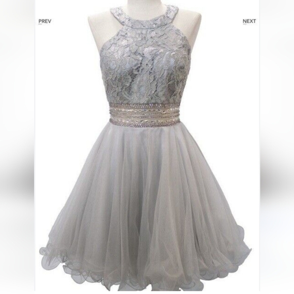 GINDY USA Silver Short Tule sleeveless Homecoming dress size S - Picture 5 of 16